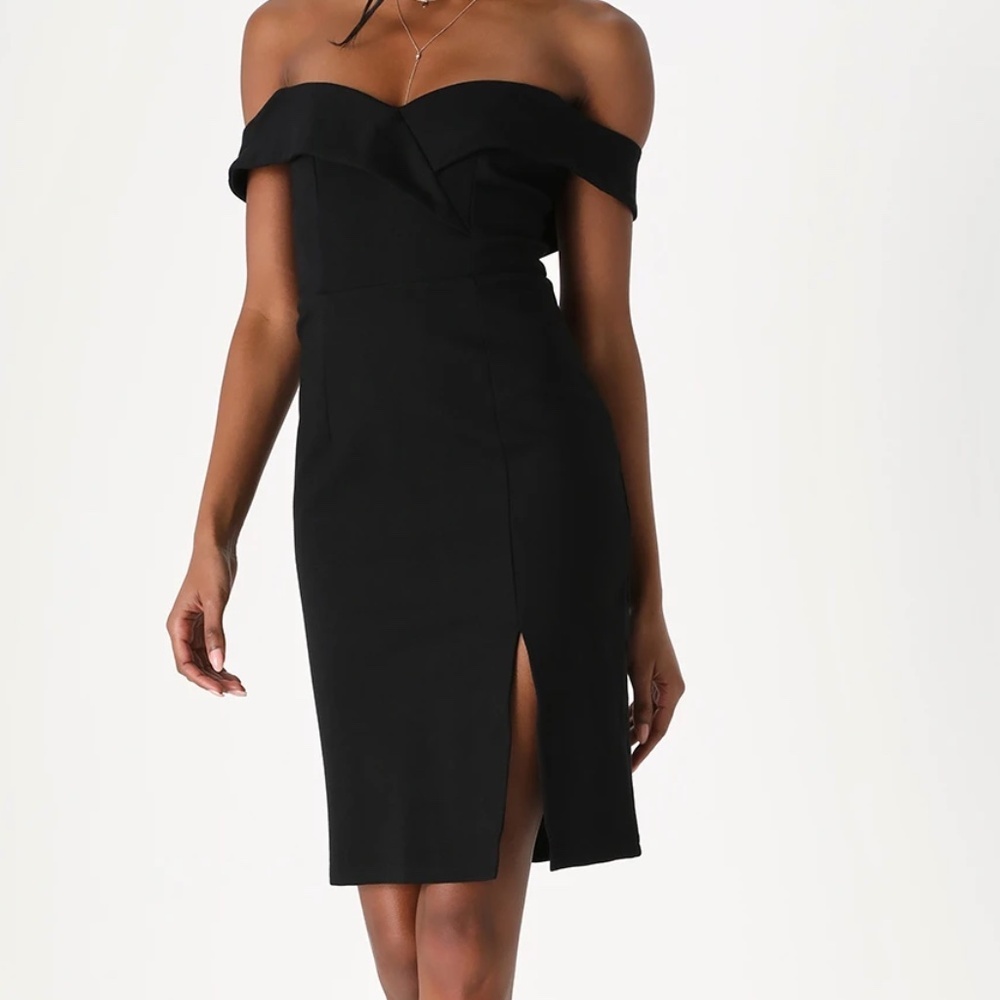Lulus Classic Glam Black Off-the-Shoulder Bodycon Dress